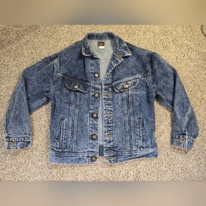 Vintage Lee Blue Acid Wash Denim Jacket Size Large Womens EUC